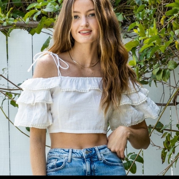 New White Boho Crop Top - Picture 5 of 11